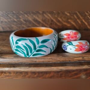 Vintage hand-painted jewelry set from India